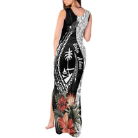 Hafa Adai Guam Tank Maxi Dress Tropical Flowers with Polynesian Pattern LT9 - Polynesian Pride