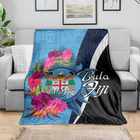 Bula Fiji Vintage Fijian Masi Pattern Blanket Blue Unique LT9 - Polynesian Pride
