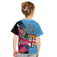 Bula Fiji Vintage Fijian Masi Pattern Kid T Shirt Blue Unique LT9 - Polynesian Pride