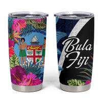 Bula Fiji Vintage Fijian Masi Pattern Tumbler Cup Blue Unique LT9 Blue - Polynesian Pride