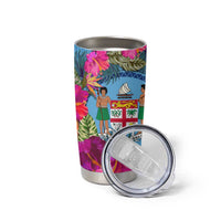 Bula Fiji Vintage Fijian Masi Pattern Tumbler Cup Blue Unique LT9 - Polynesian Pride