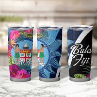 Bula Fiji Vintage Fijian Masi Pattern Tumbler Cup Blue Unique LT9 - Polynesian Pride