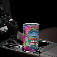 Bula Fiji Vintage Fijian Masi Pattern Tumbler Cup Blue Unique LT9 - Polynesian Pride