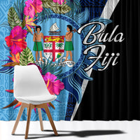 Bula Fiji Vintage Fijian Masi Pattern Window Curtain Blue Unique LT9 - Polynesian Pride