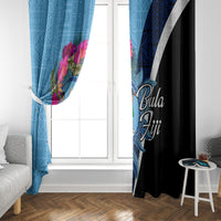 Bula Fiji Vintage Fijian Masi Pattern Window Curtain Blue Unique LT9 - Polynesian Pride