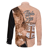 Bula Fiji Vintage Fijian Masi Pattern Family Matching Puletasi Dress and Hawaiian Shirt Peach Fuzz Unique LT9 - Polynesian Pride