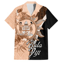 Bula Fiji Vintage Fijian Masi Pattern Family Matching Tank Maxi Dress and Hawaiian Shirt Peach Fuzz Unique LT9 Dad's Shirt - Short Sleeve Peach Fuzz - Polynesian Pride