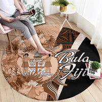 Bula Fiji Vintage Fijian Masi Pattern Round Carpet Peach Fuzz Unique LT9 - Polynesian Pride