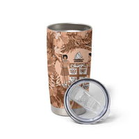 Bula Fiji Vintage Fijian Masi Pattern Tumbler Cup Peach Fuzz Unique