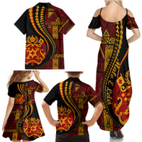Vintage Tonga Malo E Lelei Ngatu Pattern Family Matching Summer Maxi Dress and Hawaiian Shirt LT9 - Polynesian Pride