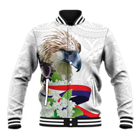 Philippines Eagle and Sampaguita Flowers Baseball Jacket Polynesian Pattern