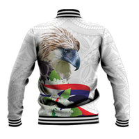 Philippines Eagle and Sampaguita Flowers Baseball Jacket Polynesian Pattern