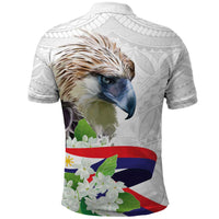 Philippines Eagle and Sampaguita Flowers Polo Shirt Polynesian Pattern