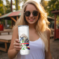 Philippines Eagle and Sampaguita Flowers Skinny Tumbler Polynesian Pattern LT9