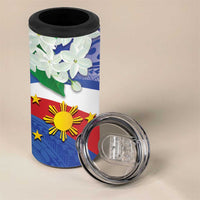 Philippines Flag 4 in 1 Can Cooler Tumbler Sampaguita Jasmine with Polynesian Tribal LT9