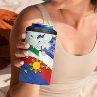 Philippines Flag 4 in 1 Can Cooler Tumbler Sampaguita Jasmine with Polynesian Tribal LT9