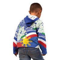 Philippines Flag Kid Hoodie Sampaguita Jasmine with Polynesian Tribal