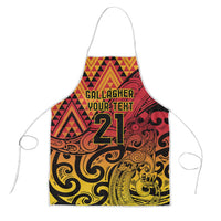 New Zealand Rangatira Custom Apron Red and Gold Niho Taniwha Maori Tribal LT9 Gold - Polynesian Pride