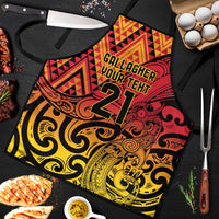 New Zealand Rangatira Custom Apron Red and Gold Niho Taniwha Maori Tribal LT9 Gold - Polynesian Pride