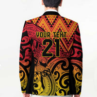 New Zealand Rangatira Custom Blazer Red and Gold Niho Taniwha Maori Tribal - Polynesian Pride