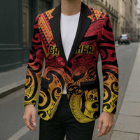 New Zealand Rangatira Custom Blazer Red and Gold Niho Taniwha Maori Tribal - Polynesian Pride