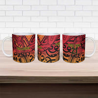 New Zealand Rangatira Custom Ceramic Mug Red and Gold Niho Taniwha Maori Tribal - Polynesian Pride