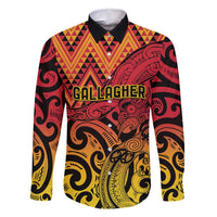 New Zealand Rangatira Custom Family Matching Mermaid Dress and Hawaiian Shirt Red and Gold Niho Taniwha Maori Tribal