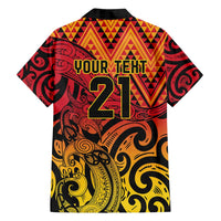 New Zealand Rangatira Custom Family Matching Puletasi and Hawaiian Shirt Red and Gold Niho Taniwha Maori Tribal