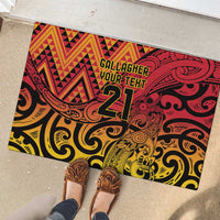 New Zealand Rangatira Custom Rubber Doormat Red and Gold Niho Taniwha Maori Tribal