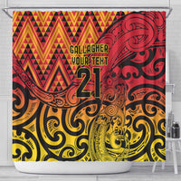 New Zealand Rangatira Custom Shower Curtain Red and Gold Niho Taniwha Maori Tribal