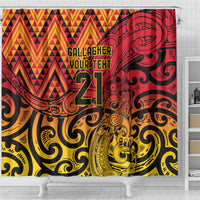 New Zealand Rangatira Custom Shower Curtain Red and Gold Niho Taniwha Maori Tribal