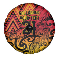 New Zealand Rangatira Custom Spare Tire Cover Red and Gold Niho Taniwha Maori Tribal