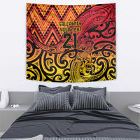 New Zealand Rangatira Custom Tapestry Red and Gold Niho Taniwha Maori Tribal
