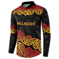 New Zealand Rugby Pacific Custom Button Sweatshirt Rangatira Maori Kowhaiwhai Pattern