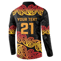 New Zealand Rugby Pacific Custom Button Sweatshirt Rangatira Maori Kowhaiwhai Pattern