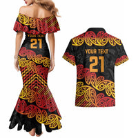 New Zealand Rugby Pacific Custom Couples Matching Mermaid Dress and Hawaiian Shirt Rangatira Maori Kowhaiwhai Pattern