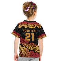 New Zealand Rugby Pacific Custom Kid T Shirt Rangatira Maori Kowhaiwhai Pattern