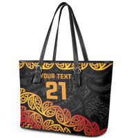 New Zealand Rugby Pacific Custom Leather Tote Bag Rangatira Maori Kowhaiwhai Pattern