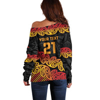 New Zealand Rugby Pacific Custom Off Shoulder Sweater Rangatira Maori Kowhaiwhai Pattern