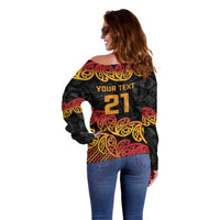 New Zealand Rugby Pacific Custom Off Shoulder Sweater Rangatira Maori Kowhaiwhai Pattern
