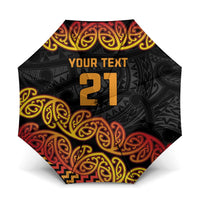 New Zealand Rugby Pacific Custom Umbrella Rangatira Maori Kowhaiwhai Pattern LT9 One Size Folded 11.42 inch Opened Diameter 37.4 inch Gold - Polynesian Pride