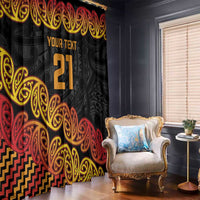 New Zealand Rugby Pacific Custom Window Curtain Rangatira Maori Kowhaiwhai Pattern