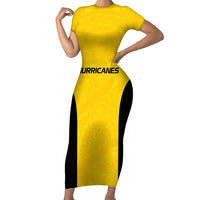 New Zealand Rugby Pacific Custom Short Sleeve Bodycon Dress Hau Awhiowhio Maori Tribal Tattoo