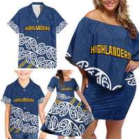 New Zealand Rugby Pacific Custom Family Matching Off Shoulder Short Dress and Hawaiian Shirt Kahupeka Maori Kowhaiwhai Pattern