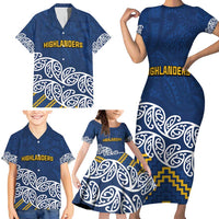 New Zealand Rugby Pacific Custom Family Matching Short Sleeve Bodycon Dress and Hawaiian Shirt Kahupeka Maori Kowhaiwhai Pattern