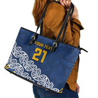 New Zealand Rugby Pacific Custom Leather Tote Bag Kahupeka Maori Kowhaiwhai Pattern