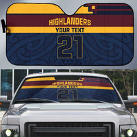 New Zealand Rugby Pacific Custom Auto Sun Shade Kahupeka Retro 2025 Taniko Motif LT9 Blue - Polynesian Pride