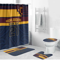 New Zealand Rugby Pacific Custom Bathroom Set Kahupeka Retro 2025 Taniko Motif LT9 Bathroom Set (4 pcs) Blue - Polynesian Pride