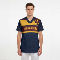 New Zealand Rugby Pacific Custom Scrub Top Kahupeka Retro 2025 Taniko Motif - Polynesian Pride