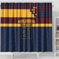 New Zealand Rugby Pacific Custom Shower Curtain Kahupeka Retro 2025 Taniko Motif